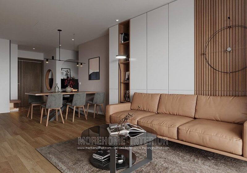 Mẫu bàn trà decor với kiểu dáng hiện đại, tiện nghi phù hợp với các căn hộ chung cư diện tích vừa và nhỏ