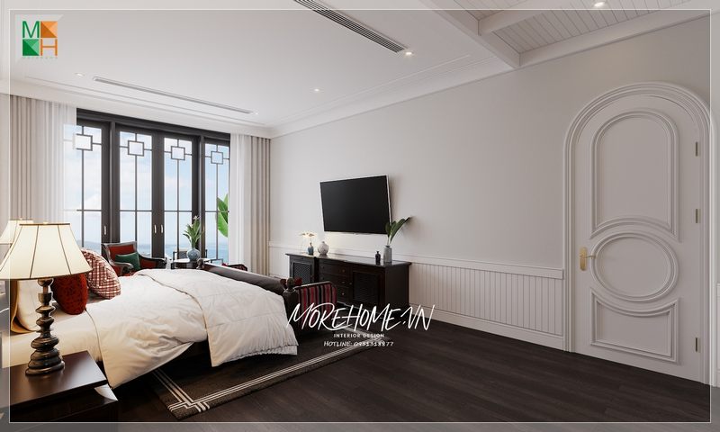 .
Nội thất gỗ tự nhiên vẫn luôn là lựa chọn hàng đầu cho những thiết kế phòng ngủ phong cách tân cổ điển hay phong cách Indochine bởi nó có khả năng tạo hình tốt, màu sắc tự nhiên sang trọng và có những đường vân gỗ đa dạng.